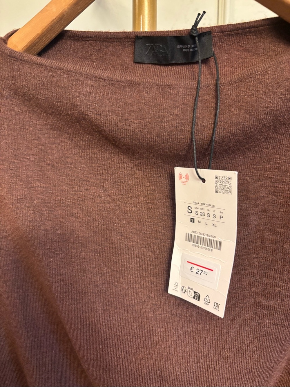 Zara Brown Knit Top - Cape Top - Picture 4 of 4